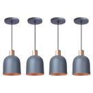 Kit 4 Pendente Lustre Luminária Open Cinza