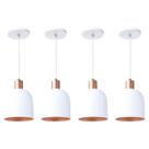 Kit 4 Pendente Lustre Luminária Open em Alumínio Branco