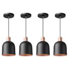 Kit 4 Pendente Lustre Luminária Open em Alumínio Preto