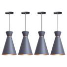 Kit 4 Pendente Lustre Luminária Pequim Cinza 30cm