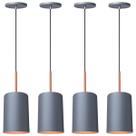Kit 4 Pendente Lustre Luminária Veneza Cinza