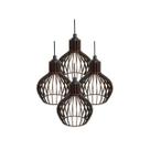 Kit 4 Pendente Lustre Luminoso Teto Turin Mdf E27-21x18cm