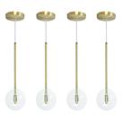 Kit 4 Pendente Lux Dourado Globo Vidro Cristal + Led Kit 4 Pendente Lux Dourado Globo Vidro Cristal + Led
