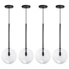 Kit 4 Pendente Lux Preto Globo Vidro Cristal 20Cm + Led Kit 4 Pendente Lux Preto Globo Vidro Cristal 20Cm + Led