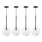 Kit 4 Pendente Lux Preto Globo Vidro Cristal 25Cm + Led Kit 4 Pendente Lux Preto Globo Vidro Cristal 25Cm + Led