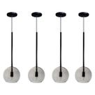 Kit 4 Pendente Lux Preto Globo Vidro Fumê + Led Kit 4 Pendente Lux Preto Globo Vidro Fumê + Led