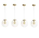 Kit 4 Pendente Redondo Esfera 30cm Dourado e Vidro Cristal Madelustre Kit 4 Pendente Redondo Esfera 30cm Dourado e Vidro Cristal Madelustre