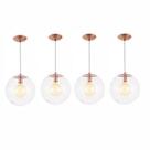 Kit 4 Pendente Redondo Esfera 30cm Vidro Cristal Madelustre Kit 4 Pendente Redondo Esfera 30cm Vidro Cristal Madelustre