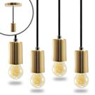 Kit 4 Pendente Soquete Copinho E27 Dourado + Led G45 Kit 4 Pendente Soquete Copinho E27 Dourado + Led G45