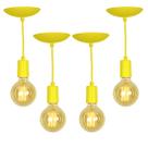 Kit 4 Pendente Tubo Cilindro Alumínio Amarelo com Lampada