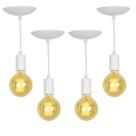 Kit 4 Pendente Tubo Cilindro Alumínio Branco com Lampada