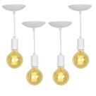 Kit 4 Pendente Tubo Cilindro Alumínio Branco Fio 1.20m