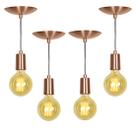 Kit 4 Pendente Tubo Cilindro Alumínio Cobre com Lampada
