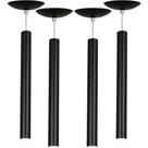 Kit 4 Pendente Tubo Cilindro Preto 50Cm + Led 3k