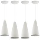 Kit 4 Pendentes Cone Lowcost Aluminio Decoracao Branco