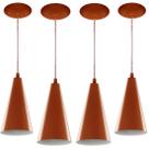 Kit 4 Pendentes Cone Lowcost Aluminio Decoracao Cobre