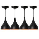 Kit 4 Pendentes Gota Preto com Cobre - Ilumania