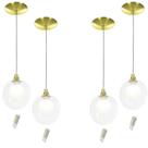 Kit 4 Pendentes Harmony Bolinha Dourado + Lampada G9 3000k
