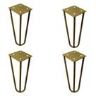 Kit 4 Pés de Metal 15 CM Hairpin Legs Mesas de Centro Puffs Dourado G41