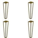 Kit 4 Pés de Metal 25 CM Hairpin Legs Rack e Puffs Dourado G41