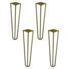 Kit 4 Pés de Metal 30 CM Hairpin Legs Mesa de Canto Rack e Puffs Dourado G41