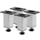 Kit 4 Pés Para Móveis 100mm De Alumínio Escovado Com Regulagem De Altura Proteção Mesa Sofá Bancada Puffs Cama Instalação Por Parafuso