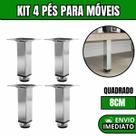Kit 4 Pés Para Móveis Regulável Quadrado Cromado Pezinho Base Para Móveis Cama Armário 8cm Kit 4 Pés Para Móveis Regulável Quadrado Cromado Pezinho Base Para Móveis Cama Armário 8cm