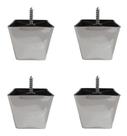 Kit 4 Pés Para Sofa Rack Estofados Modelo Cadency Cromado Trapézio Alt 6 Cm