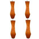Kit 4 Pés Retrô 18cm Madeira Castanho Puff Poltrona Recamier Sofá Divã