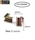 Kit 4 Pezinho Canaleta 2,4x2,4cm Caixa e Bandeja Artesanato