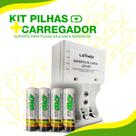 Kit 4 Pilhas Recarregáveis AA 4700 mAh + Carregador Bivolt