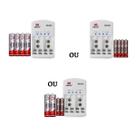 Kit 4 Pilhas Recarregável + Carregador Rápido Universal