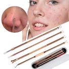 Kit 4 Pinças 2in1 Removedor Tira Cravo Espinha Extrator Inox Limpeza De Pele Salmão