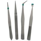 Kit 4 Pinças Inox Curva Fina Reta Eletrônica Ourives Profi