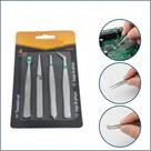 Kit 4 Pincas Precisao Inox Ponta Fina Curva Reta Eletronica Bijuteria Artes Artesanato Relojoeiro Ourives Costura Profis