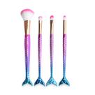Kit 4 Pincéis para Maquiagem Make Sereia Pó Blush Contorno