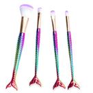 Kit 4 Pincéis Para Maquiagem Sereia Pó Blush Contorno macio Kit 4 Pincéis Para Maquiagem Sereia Pó Blush Contorno macio