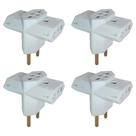 Kit 4 Pino Adaptador Benjamin 3 Saidas Branco 250V Seguro