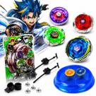 Kit 4 Piões Metal Led, 2 Lançadores, Arena 20cm Plástico Envio Imediato