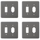 Kit 4 Placa 4x4 Cinza 1 Tecla + 1 Tomada Silentoque 54394