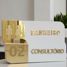 Kit 4 Placas De Identificação Consultorio Porta 1,2,3 + Banheiro Acrilico Espelhado