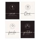 Kit 4 Placas Decorativas 20x25 Deus Gratidão Amor Família