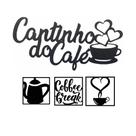 Kit 4 Placas Decorativas Cantinho do Café em MDF Preto