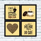 Kit 4 Placas Decorativas Cozinha - Cantinho do Café - 25x25 cm (sem moldura)