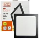 Kit 4 Plafon Quadrado Embutir 18w Preto Branco Neutro 4000K Kit 4 Plafon Quadrado Embutir 18w Preto Branco Neutro 4000K