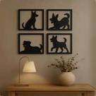 Kit 4 Plaquinhas de Cachorro em MDF 3mm Vazado Decoração Sala Pet Paraíso