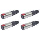 Kit 4 Plug Conector Jack P10 J10 Fêmea Stereo Fone C/ Trava Novo