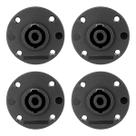 Kit 4 Plug Speakon Fêmea de Painel 4 Vias ABS Redondo