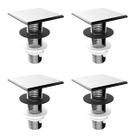 Kit 4 Plug Tapa Furo Cromado Acabamento Quadrado Torneira Balcão Parede Bidê Blukit 50mm Kit 4 Plug Tapa Furo Cromado Acabamento Quadrado Torneira Balcão Parede Bidê Blukit 50mm