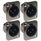 Kit 4 Plug XLR Macho Painel 3 Pinos Gold Metal ABS HX091 HJH